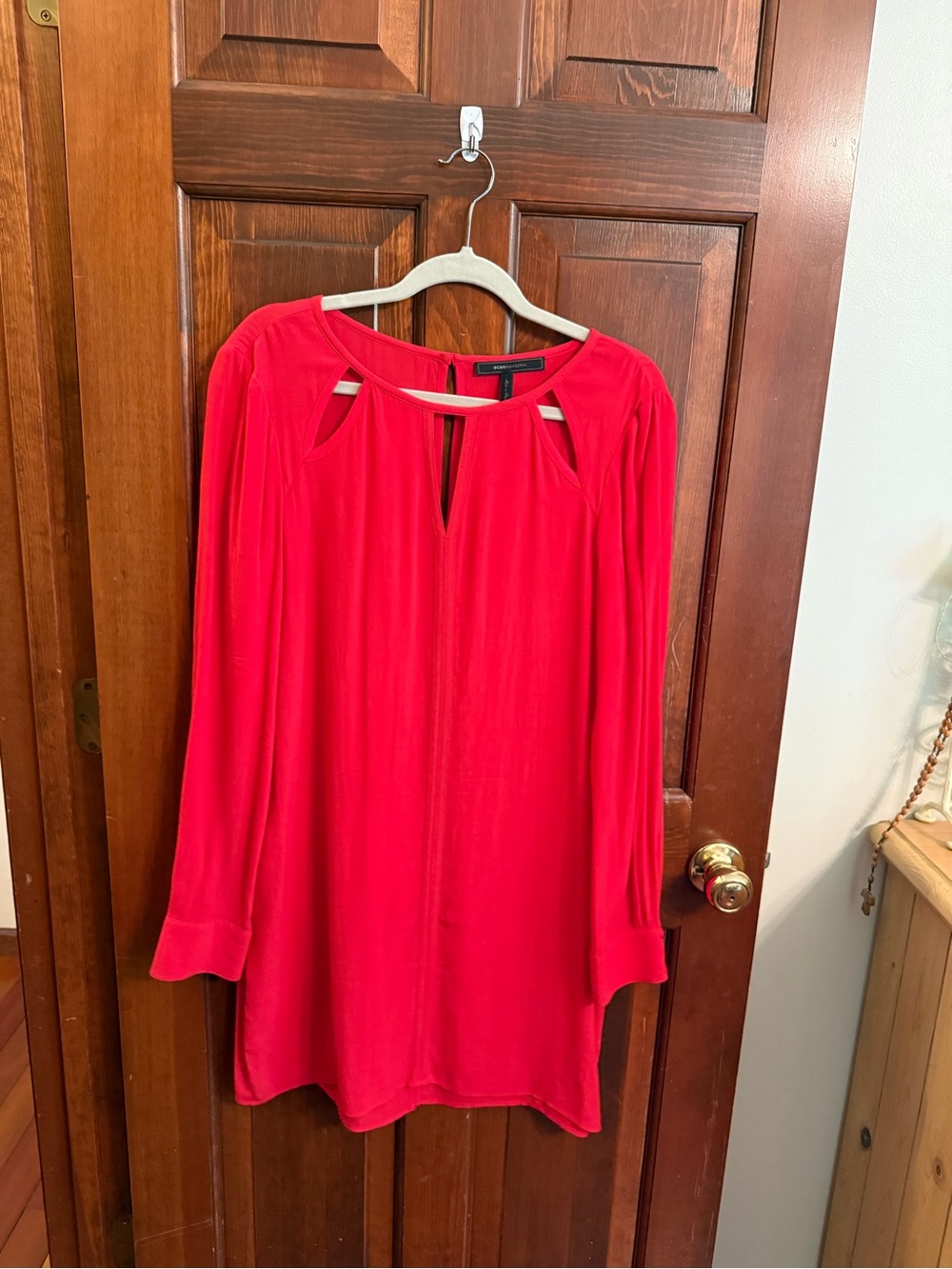 BCBGMAXAZRIA Emmalise Red Berry Cutout Shift Dress
